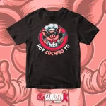 camiseta con un cerdo cocinero y la leyenda "Hoy cochino yo"